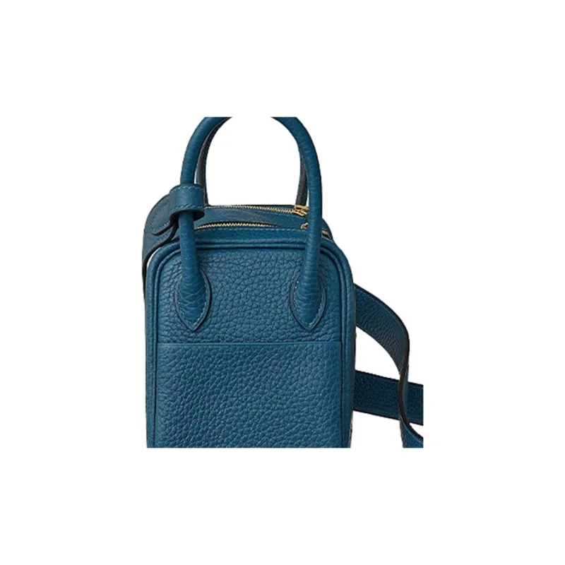 HERMES Lindy Clemence Bullock Leather Handbag Shoulder Bag Crossbody Bag Mini Women's S4 Deep Blue Dark Blue-3
