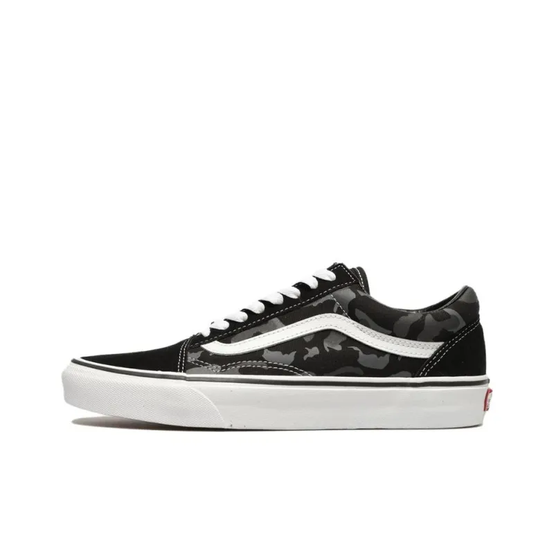 Vans Old Skool Cushioning, Wear Resistant Low Top Skateboard Shoes Unisex Camouflage Black-0