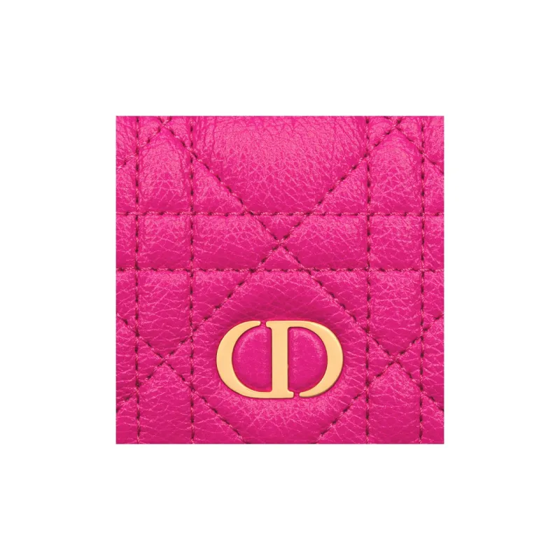 DIOR Caro Soft Calfskin Wallet Extra Small Women's Rose Red-4