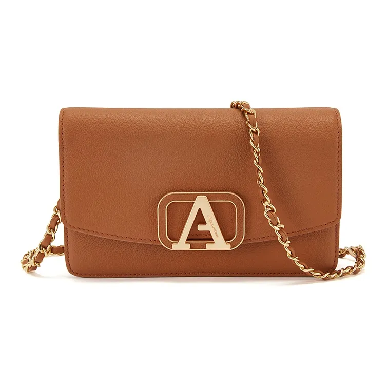 AQUASCUTUM Embossed Cow Leather Crossbody Bag Shoulder Bag Backpack Women's Brown & Black-7