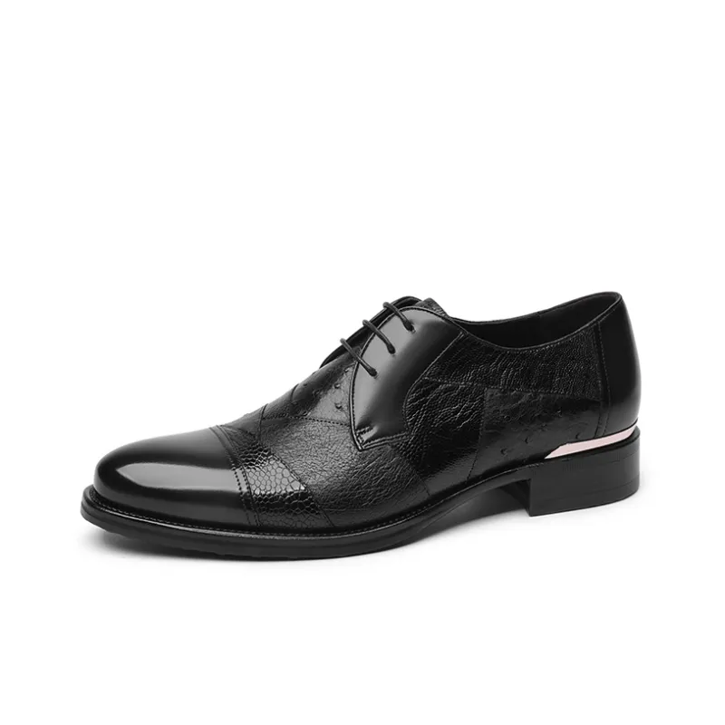 GOLDLION Dress Shoes Men Low Top Black/Gray-1