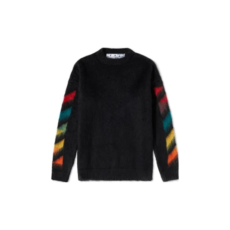 OFF WHITE Brushed Mohair Diag Arrows Logo Knit Sweater-1
