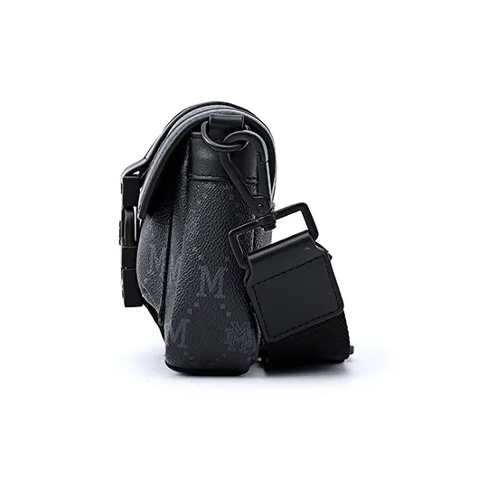 FION Artificial Leather Shoulder Bag Crossbody Bag Small Size Men's Black-2