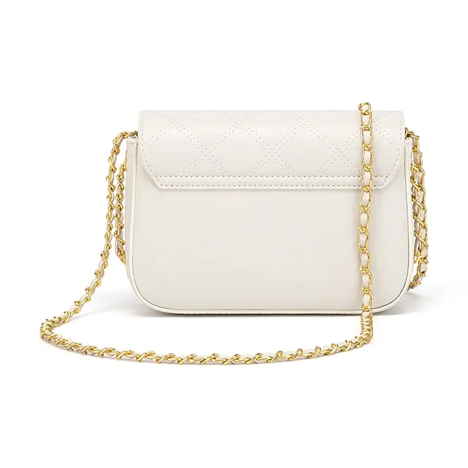 Simvay Clos Cow Leather With Microfiber Shoulder Bag Trumpets Women's White Diamond Pattern-3
