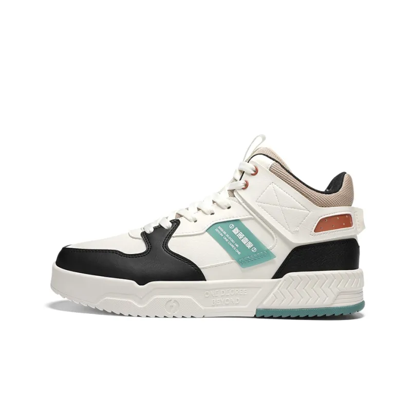 361° Warm High Top Skateboard Shoes Men's White Cyan-0