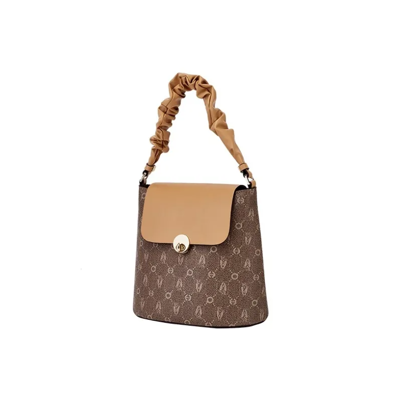 Hush Puppies Synthetic Leather Shoulder Bag Medium Size Women's Khaki/Beige Apricot/Coffee-1