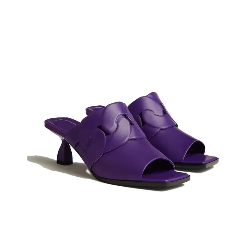 HERMES Hanna Slide Slippers Women's Purple-2
