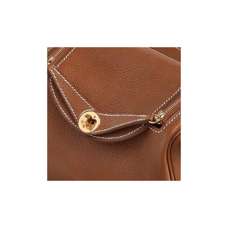 HERMES Lindy Barenia Faubourg Calfskin Handbag Mini Women's Gold Brown-2