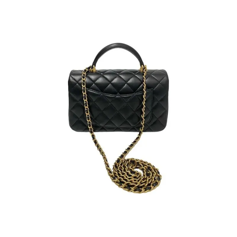 CHANEL Classic Flap CF Lambskin Flap Bag Handbag, Shoulder Bag, Crossbody Bag Mini Women's Black-2