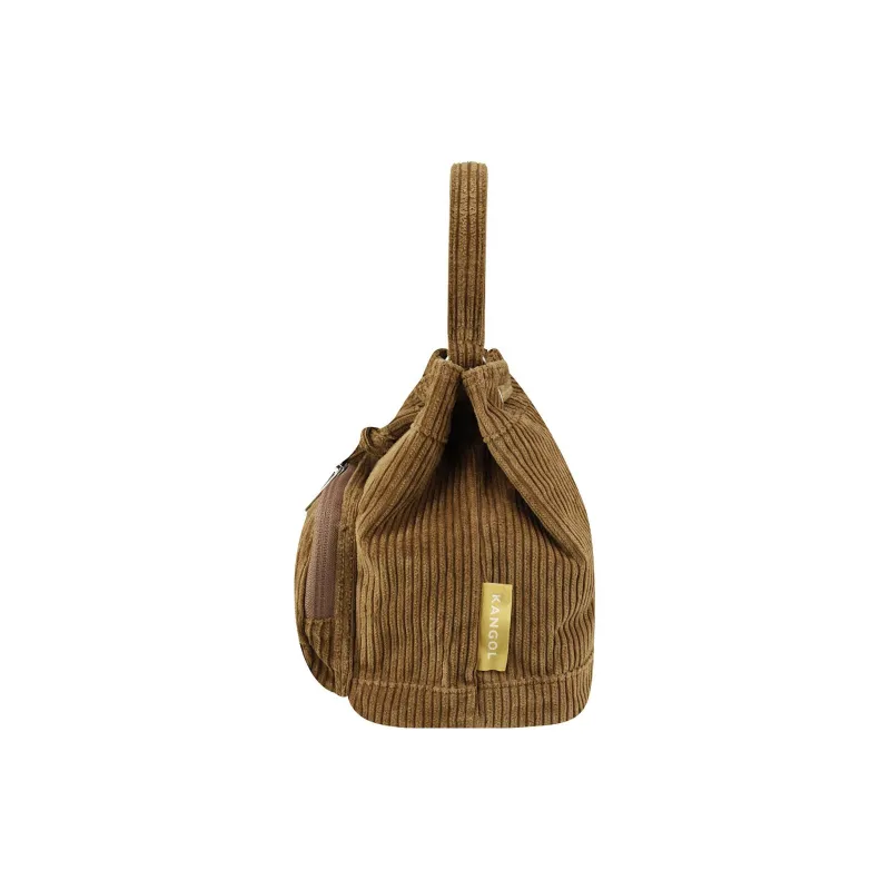 KANGOL Corduroy Bucket Bags One Shoulder Handbags Unisex Brown-2