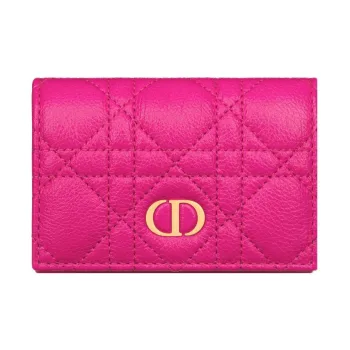 DIOR Caro Soft Calfskin Wallet Extra Small Women's Rose Red