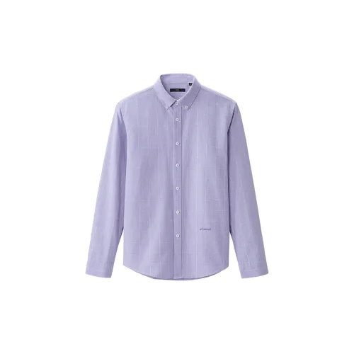 HLA Shirts Men Light Purple Plaid P9