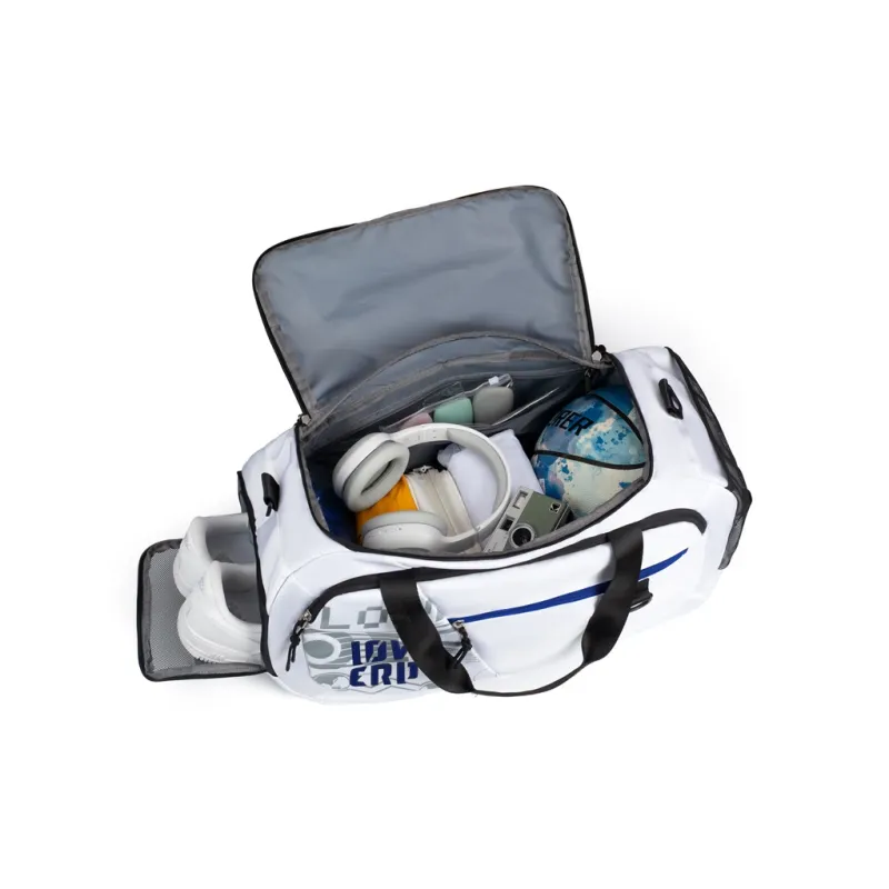LOVERPUSS Polyester Basketball Bag Handbag Shoulder Bag Crossbody Bag Gym Bag Unisex White Black-8