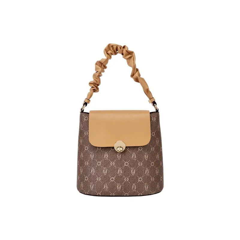 Hush Puppies Synthetic Leather Shoulder Bag Medium Size Women's Khaki/Beige Apricot/Coffee-0
