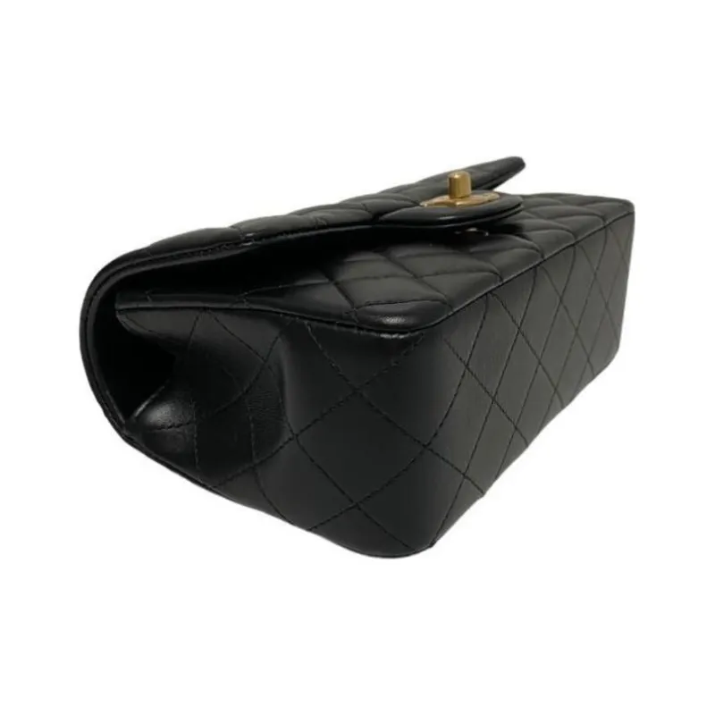 CHANEL Classic Flap CF Lambskin Flap Bag Handbag, Shoulder Bag, Crossbody Bag Mini Women's Black-4