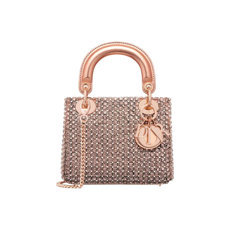 DIOR Lady Dior Rhinestone Dior Bag Shoulder Bag Crossbody Bag Handbag Mini Women's Metal Pink Beads-0