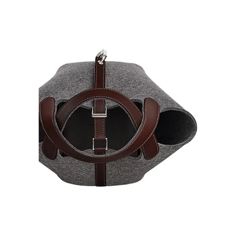 HERMES Picotin Lock Wool Felt With Swift Calfskin Basket Bag Handbag Bucket Bag 18 Women's Gray/Brown-4