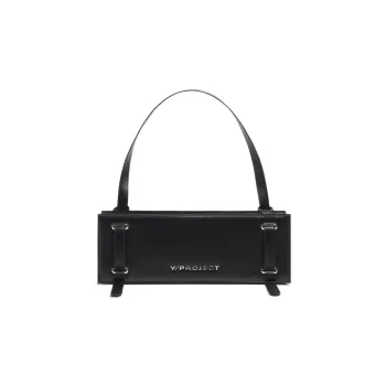 YProject Cow Leather Handbag Shoulder Bag Women's Black