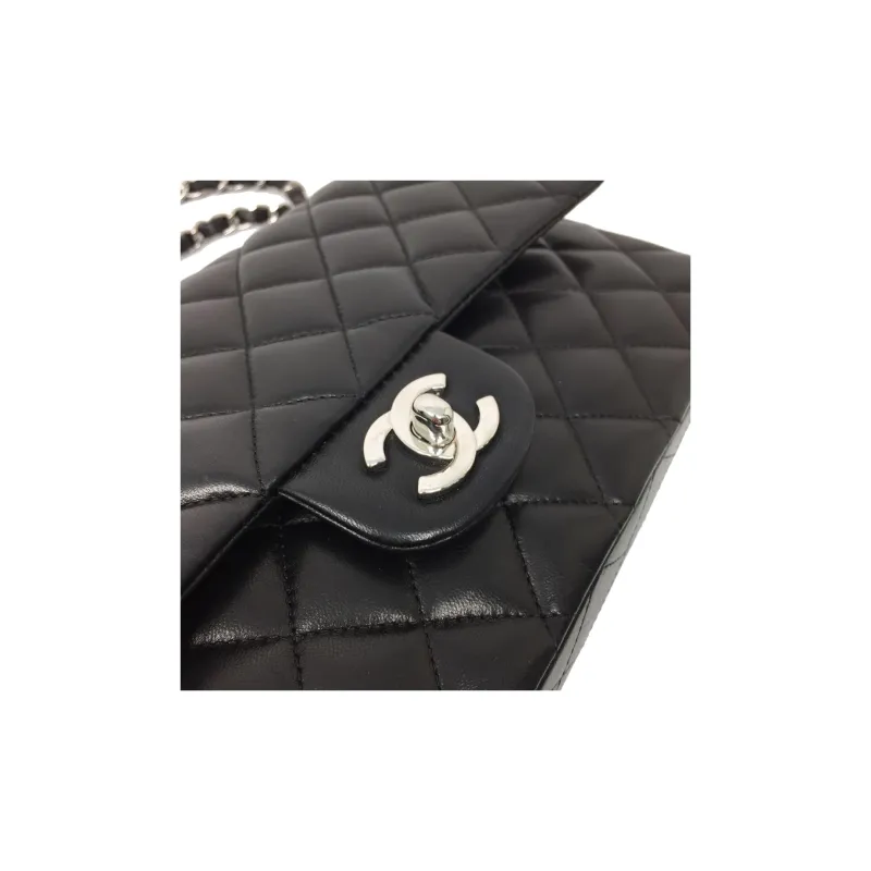 CHANEL Classic Flap CF Sheepskin Flap Bag, Chain Bag, Crossbody Bag, Shoulder Bag Women's Black-4