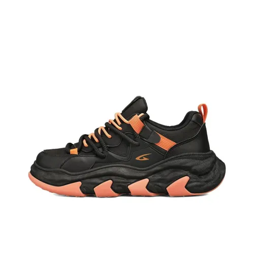 DEERWAY Chunky Sneakers Men Low-Top Black/Orange