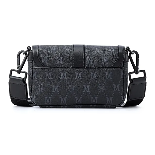 FION Artificial Leather Shoulder Bag Crossbody Bag Small Size Men's Black-1