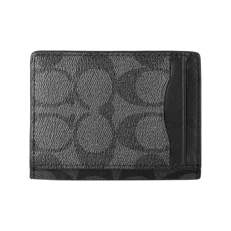 COACH Card Case Cow Leather Card Holder Trumpets Women's Black-2