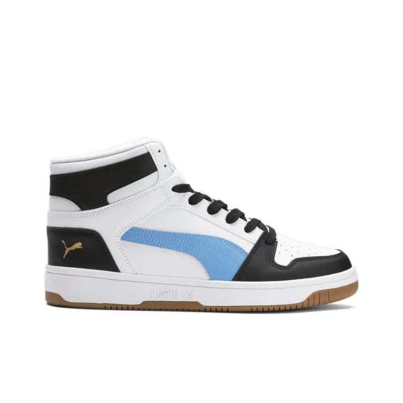 PUMA Rebound Layup Slip-Resistant High-Top Skateboard Shoes Men's White Black Blue-1