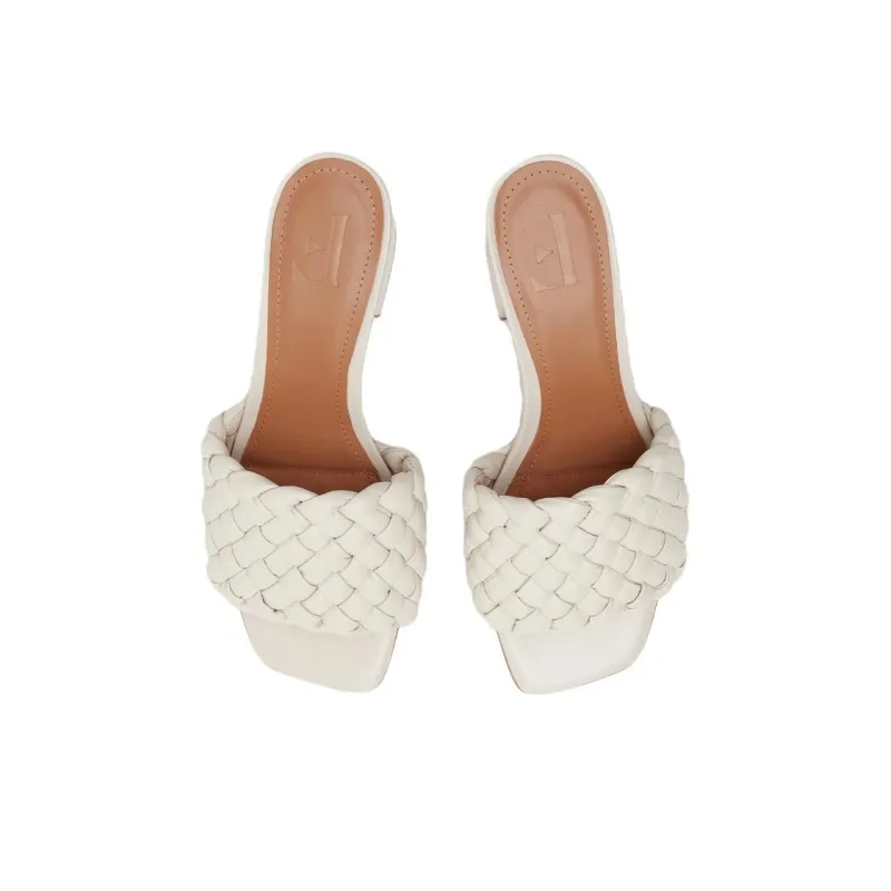 FLATTERED Odessa Slide Slippers 4cm Women's White-3