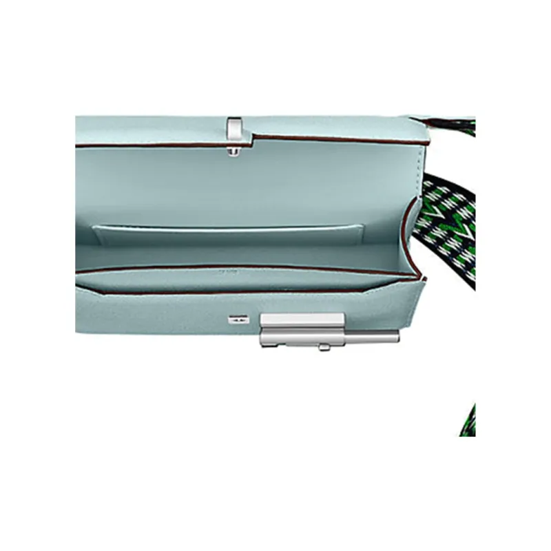 HERMES Verrou Mysore Goat Skin With Canvas Handgun Bag Shoulder Bag Crossbody Bag Mini Women's Misty Blue/Bamboo Green-4