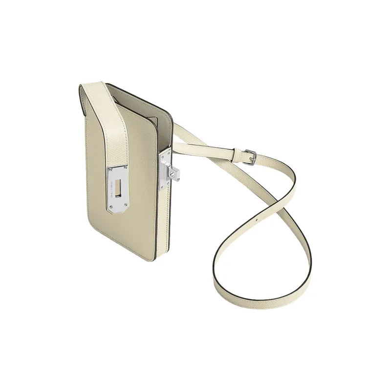 HERMES Hac A Bo Epsom Calfskin One Shoulder Crossbody Cell Phone Pouch Women's I2Nata Cream White-1