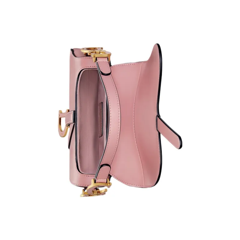 DIOR Saddle Smooth Cow Leather Saddle Bag Shoulder Bag Crossbody Bag Handbag Mini Women's Vintage Pink-4