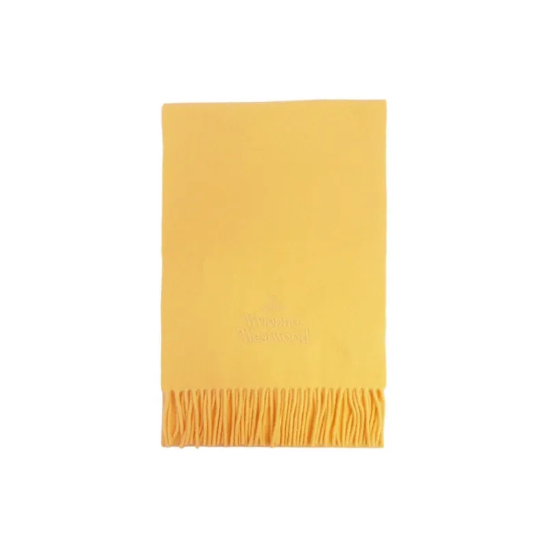 Vivienne Westwood Embroidered Knit Scarves Unisex Yellow-0