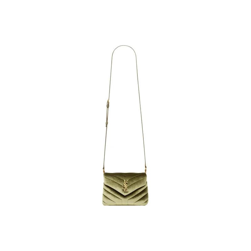 SAINT LAURENT LOULOU Velvet Cloud Bag Pillow Bag Chain Crossbody Bag Shoulder Bag Women's Light Olive-1