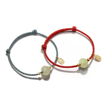 North Cain Hetian Jade Alloy Braided String Hetian Jade Bracelets Unisex Pale Greenish-White Jade