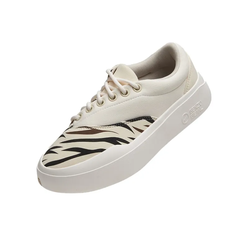 MEDRIA x Senzubean Coverage Warm Slip Resistant Cushioning Wear Resistant Low Top Skateboard Shoes Unisex Zebra Print-3