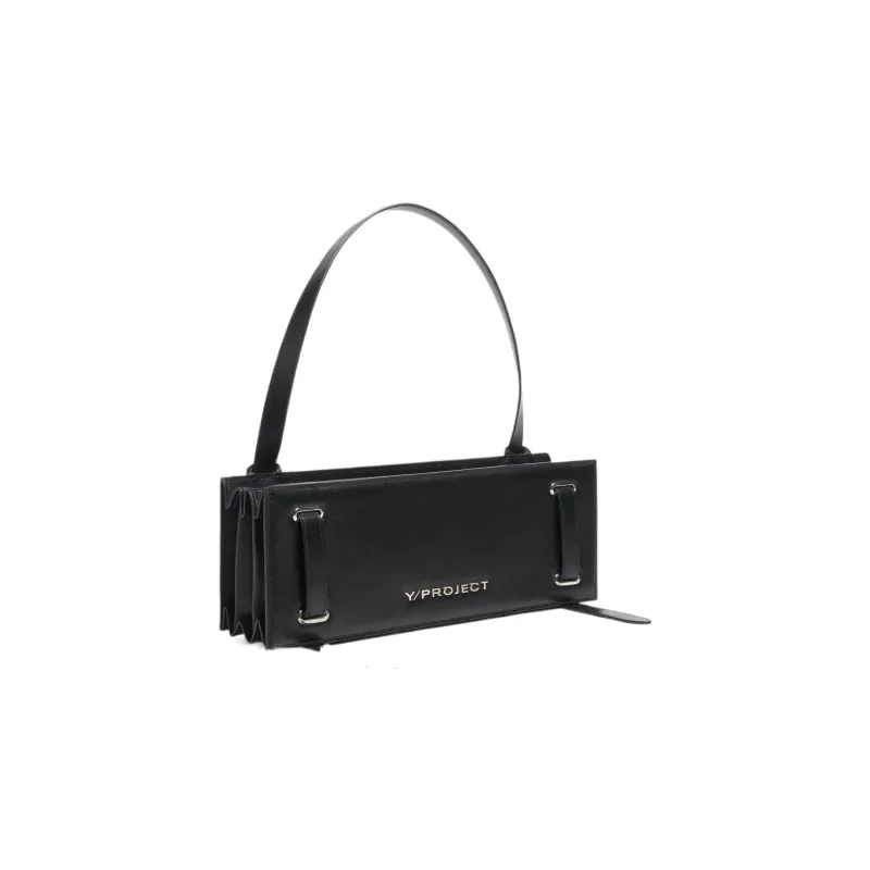 YProject Cow Leather Handbag Shoulder Bag Women's Black-1