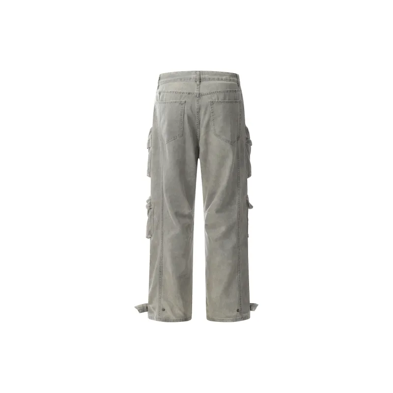 MT99 Casual Pants Unisex Trendy Dirty Beige Gray-1