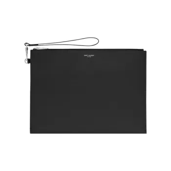 SAINT LAURENT PARIS Calfskin Wrist Bag Clutch Regular Men's Black