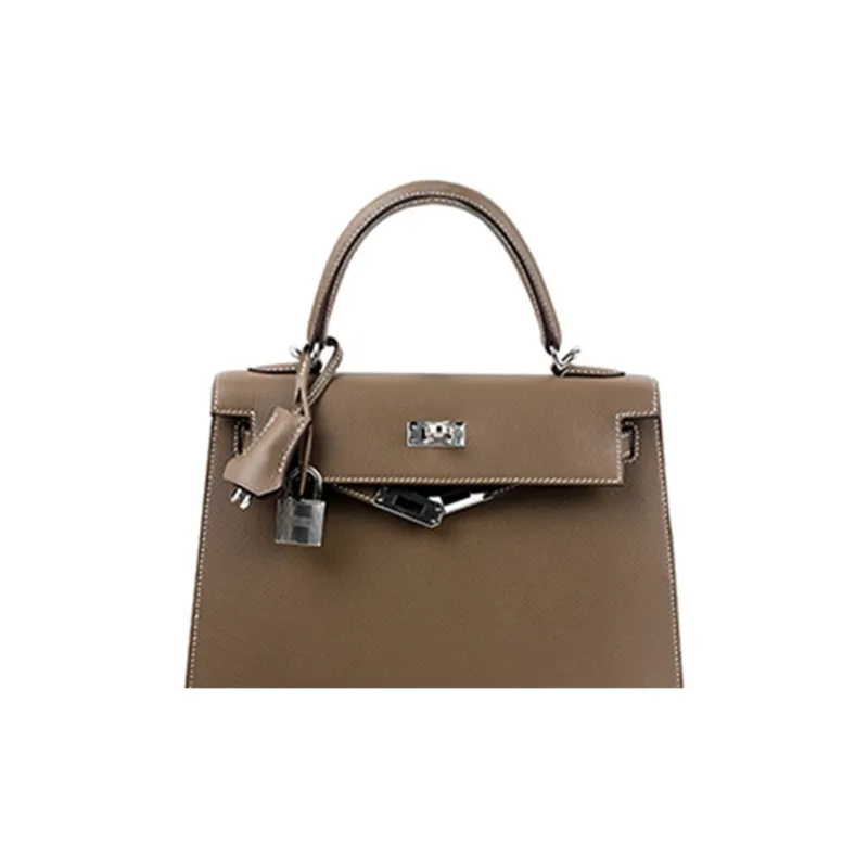 HERMES Epsom Leather Kelly Bag Handbag Women's 18 Etoupe Elephant Gray-4