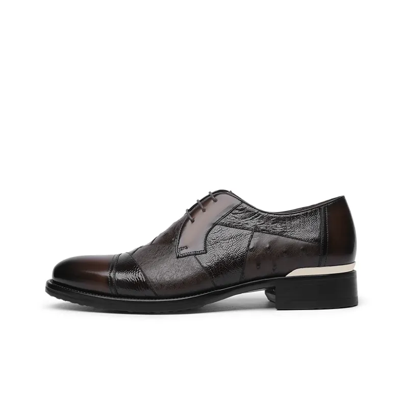 GOLDLION Dress Shoes Men Low Top Black/Gray-5