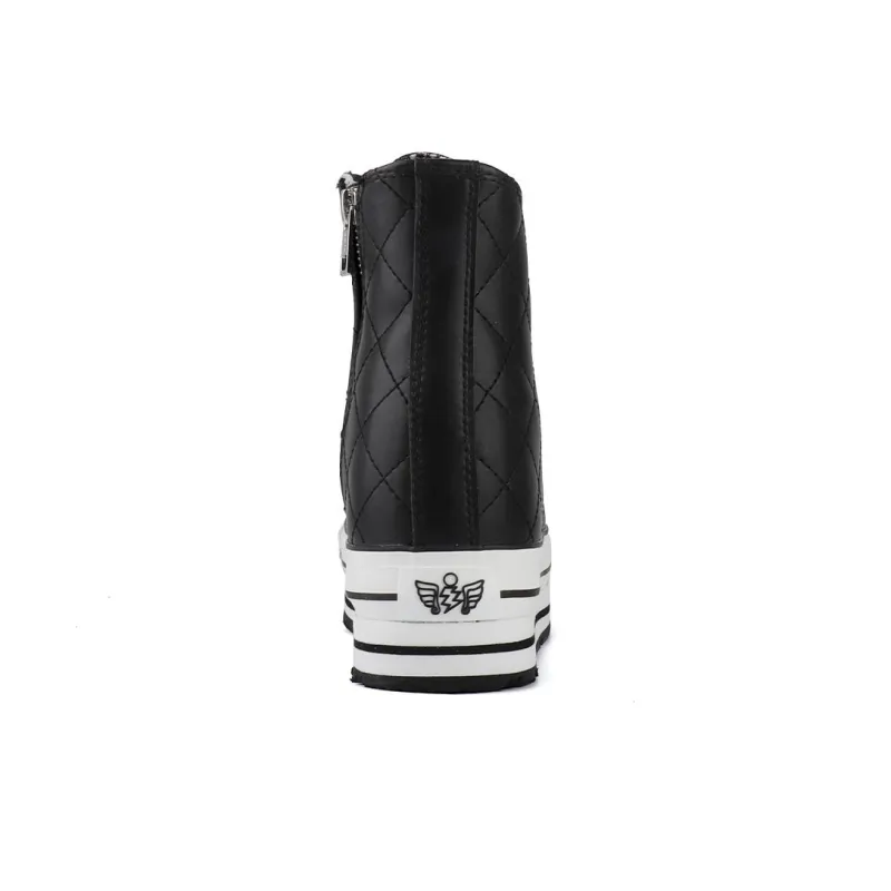 IiJin High Top Skateboard Shoes Women's Black-2