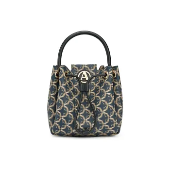 AQUASCUTUM PVC Top Grain Cow Leather Handheld 2 in 1 Bag Bucket Bag Crossbody Bag Shoulder Bag Women's Dark Blue