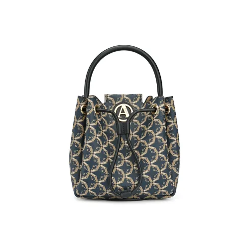 AQUASCUTUM PVC Top Grain Cow Leather Handheld 2 in 1 Bag Bucket Bag Crossbody Bag Shoulder Bag Women's Dark Blue