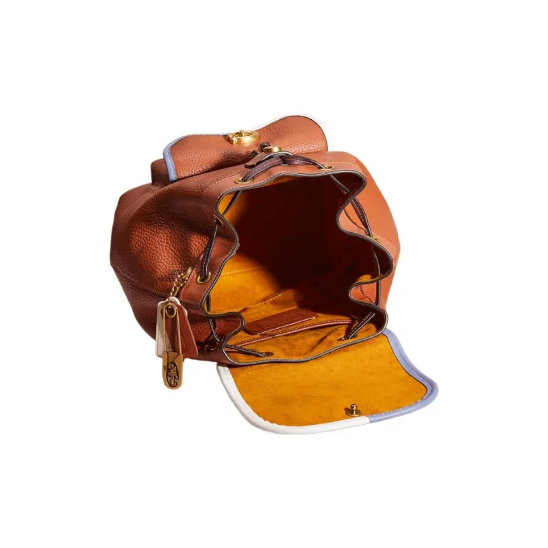 COACH Riya Glove Tanned Leather Backpack Medium Size Women's Brown-1