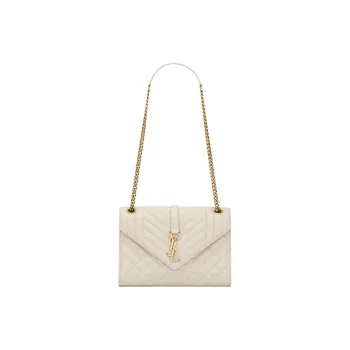 SAINT LAURENT ENVELOPE Lambskin Envelope Bag Crossbody Bag Shoulder Bag Women's Vintage White