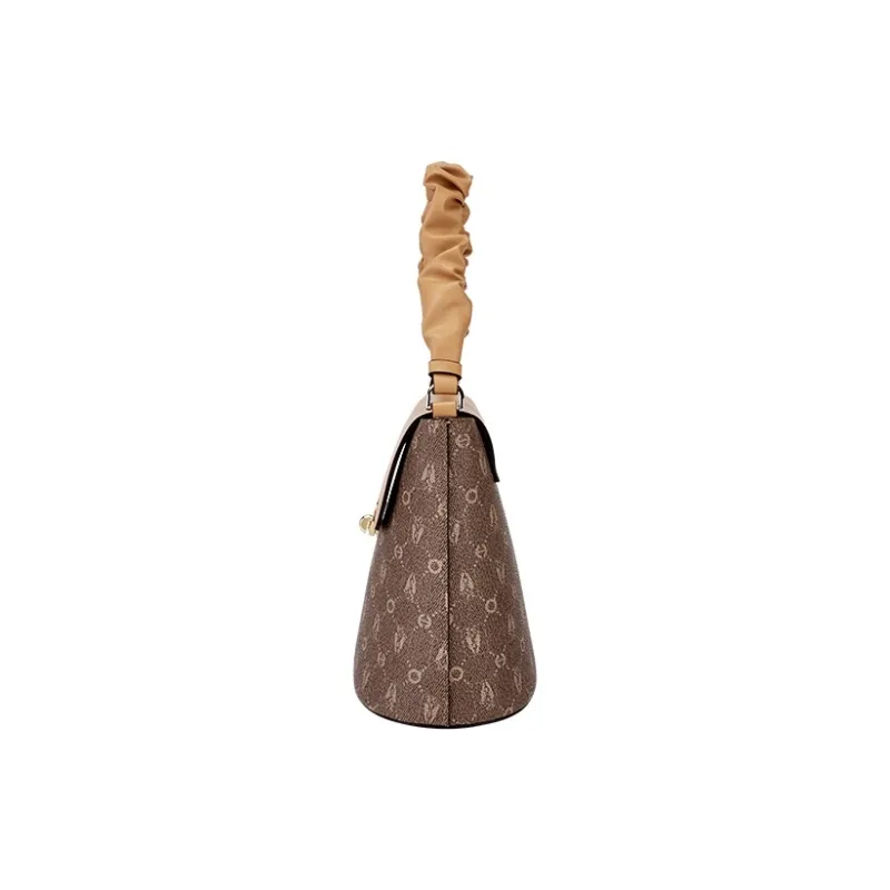 Hush Puppies Synthetic Leather Shoulder Bag Medium Size Women's Khaki/Beige Apricot/Coffee-2