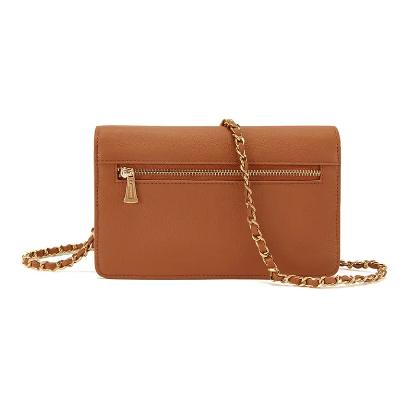 AQUASCUTUM Embossed Cow Leather Crossbody Bag Shoulder Bag Backpack Women's Brown & Black-8