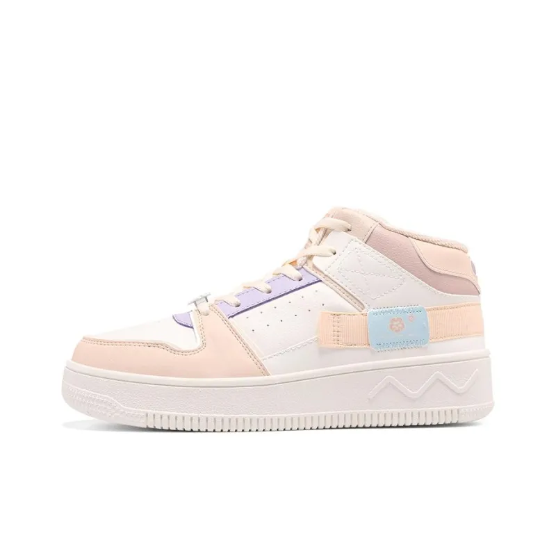 361° Coverage Warm Anti Slip And Wear Resistant High Top Skateboard Shoes Women's White Pink-0