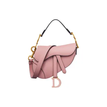 DIOR Saddle Smooth Cow Leather Saddle Bag Shoulder Bag Crossbody Bag Handbag Mini Women's Vintage Pink