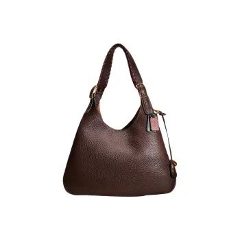 COACH Cass Glove Tanned Leather Hobo Bag, Handbag, Shoulder Bag Women's Brass With Oak